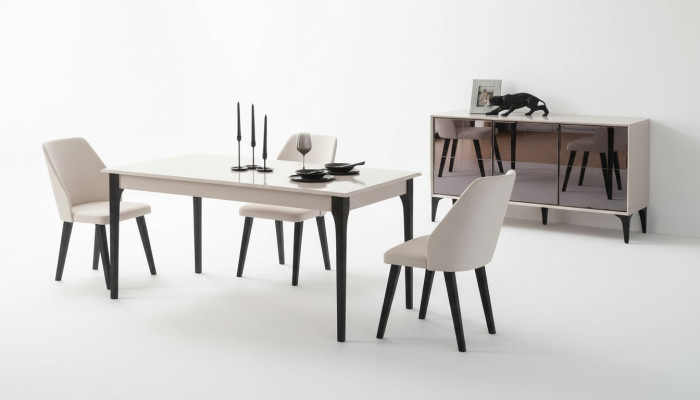 Mesa de comedor Mesa Comedor Muebles comedor Rincón comedor Madera Blanco
