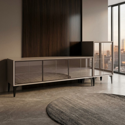 Mueble de televisión, soporte para TV, mesa de madera blanca, mueble de salón.