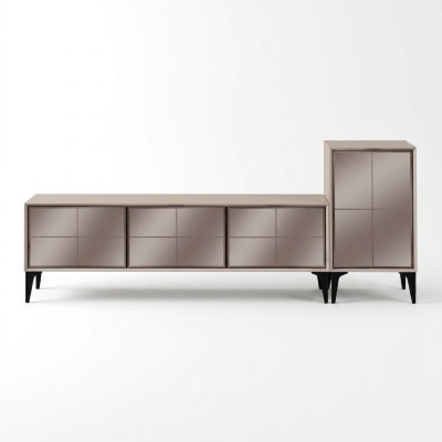 Mueble de televisión, soporte para TV, mesa de madera blanca, mueble de salón.