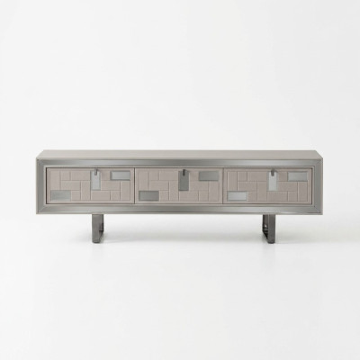 Mueble de TV, soporte RTV, aparador bajo de salón, unidad de pared de madera blanca para la sala de estar.