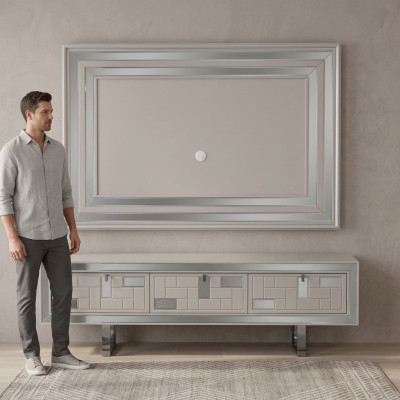 Mueble de pared Aparador Soporte de TV Panel de pared Blanco RTV Mueble de televisión Lowboard Moderno