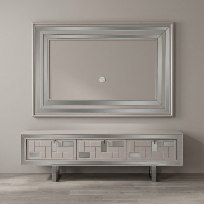 Mueble de pared Aparador Soporte de TV Panel de pared Blanco RTV Mueble de televisión Lowboard Moderno