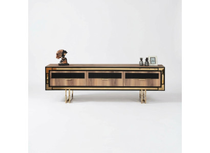 Aparador de sala de estar, soporte para TV, bajo mueble de pared, madera marrón, muebles.