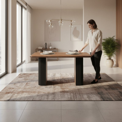 Mesa de comedor de madera mesa de comedor mesa de 140 cm mesa de madera marrón comedor