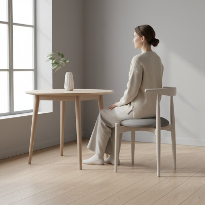 Conjunto de asientos Sillas de cocina Sillas de comedor Sillas de madera Set de 4 sillas Beige