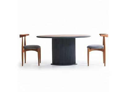 Grupo de comedor completo Mesa de comedor con sillas 5 piezas Marrón Clásico