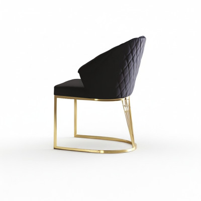 Silla acolchada de comedor Silla de madera Silla de cocina Negro Moderno Oro