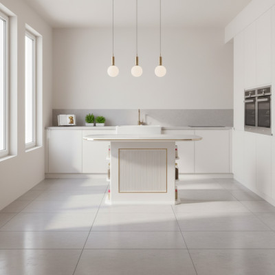 Mesa de comedor moderna, mesa de comedor, mesa de madera beige para comedor, mesa de madera