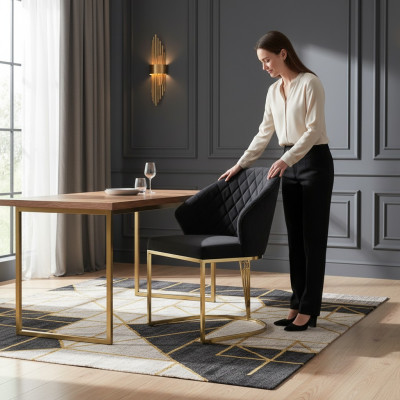 Conjunto de asientos Sillas de comedor Tapiz de comedor Negro 6 piezas Sillas
