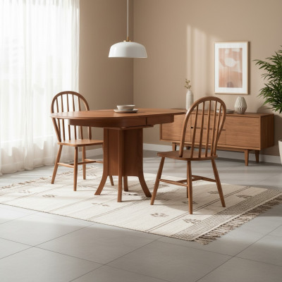 Grupo de comedor de madera, comedor, mesa de comedor, sillas 3 piezas marrón esquina de comedor barroco
