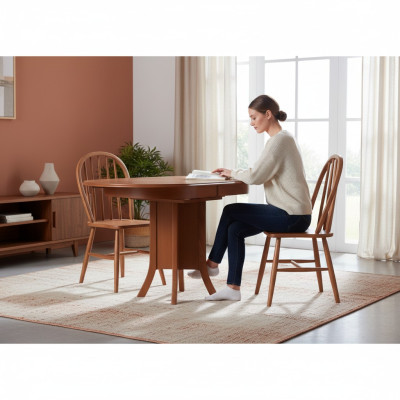 Conjunto Grupo de comedor de madera Mesa de comedor Sillas 5 piezas Marrón Rincón de comer