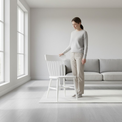 Juego de sillas de madera para cocina y comedor, conjunto de 2 piezas en blanco madera.
