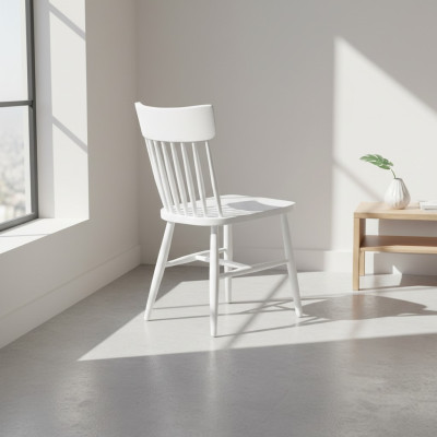 Juego de sillas de madera para cocina y comedor, conjunto de 2 piezas en blanco madera.