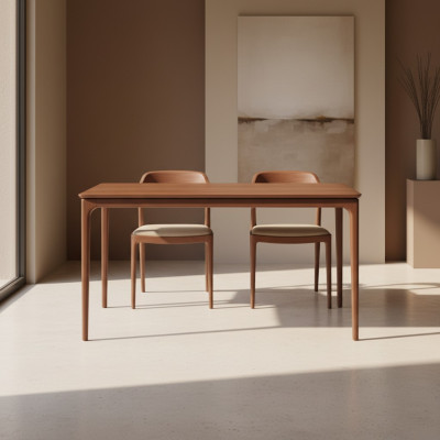 Mesa de comedor clásica de madera marrón de 130 cm.