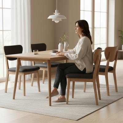 Silla de cocina Silla de madera Silla de comedor Marrón Madera Silla clásica Tela