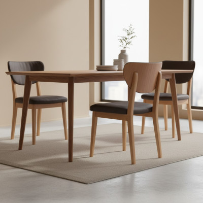 Silla de cocina Silla de madera Silla de comedor Marrón Madera Silla clásica Tela