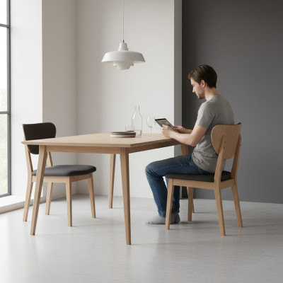 Silla de comedor juego de sillas de madera sillas de cocina tela 4 piezas marrón madera.