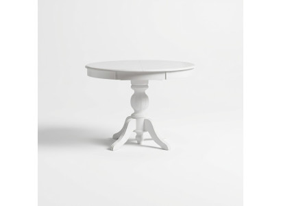 Mesa redonda extensible de comedor, mesa de comedor de madera, mesa blanca.