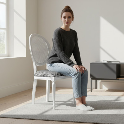 Silla tapizada blanca silla de madera silla de comedor silla de cocina silla de madera