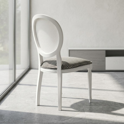 Sillas de comedor Grupo de sillas tapizadas Sillas de cocina Juego 2 piezas Blanco Madera