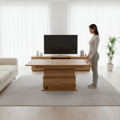 Mesa de centro extensible Mesa de comedor de madera marrón Mesa de café Muebles