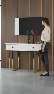 Mesa de tocador Blanco Mesa de maquillaje Mesa de cosméticos Mesa consola de madera