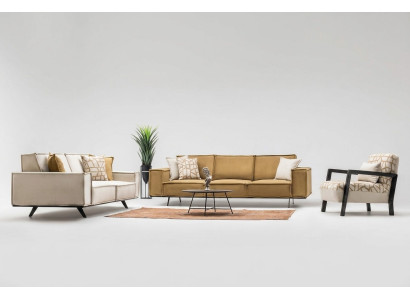 Sofá de tela conjunto de sofás de cuatro plazas de dos plazas sillón sofá Marrón conjunto