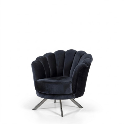Silla de coctel, sillón de orejas, sillón tapizado de tela, negro, asiento.