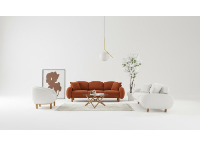 Conjunto de sofás blancos Elegante sofá de tres plazas de tela acolchado