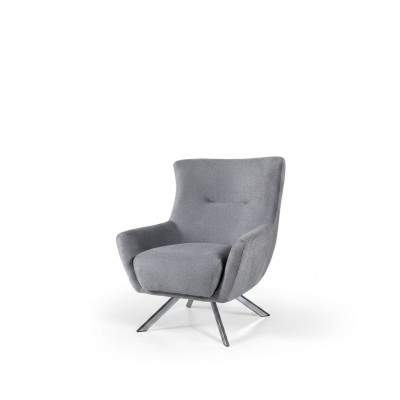 Silla de tela salón Sillón individual Orejero Gris Tapizado Asiento
