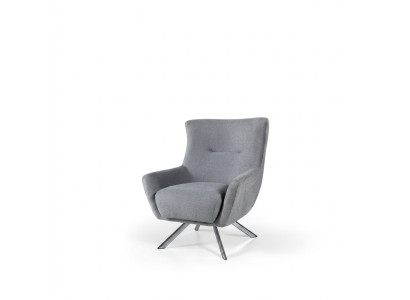 Silla de tela salón Sillón individual Orejero Gris Tapizado Asiento