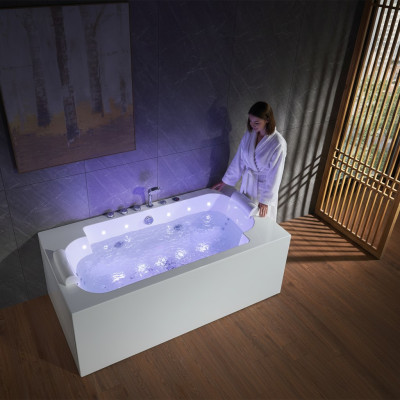 de hidromasaje con iluminación LED, bañera de hidromasaje de lujo para interior, bañera de spa con hidroterapia.