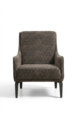 Sillón orejero tapizado en tela, sillón de una plaza, tela gris, mueble acolchado.