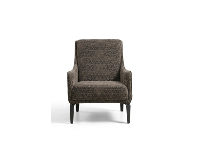 Sillón orejero tapizado en tela, sillón de una plaza, tela gris, mueble acolchado.