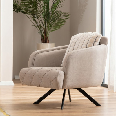 Sillón de tela Sala de estar Sillón Orejero Gris Tapizado Asiento Individual