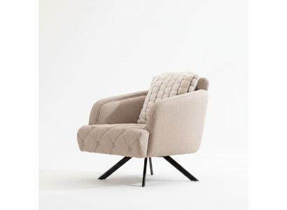 Sillón de tela Sala de estar Sillón Orejero Gris Tapizado Asiento Individual
