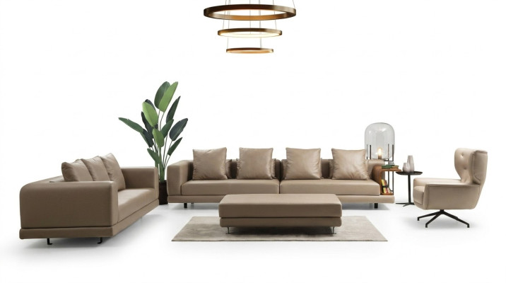 Sofá de tres plazas Sofá de dos plazas Sillón Beige Sofá de 3 piezas de cuero
