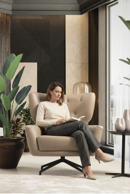 Sillón orejero, sillón, tapizado, 1 plaza, marrón, sillón de cuero moderno.