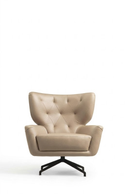 Sillón orejero, sillón, tapizado, 1 plaza, marrón, sillón de cuero moderno.