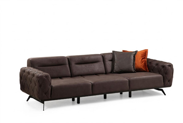 Chesterfield sofá de 4 plazas marrón sofá de tela de 4 asientos.