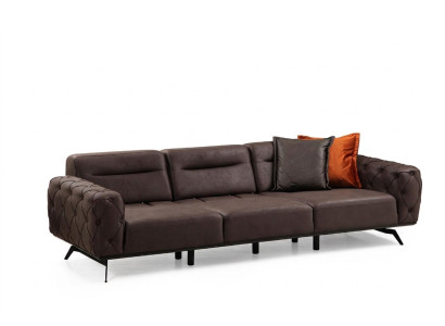 Chesterfield sofá de 4 plazas marrón sofá de tela de 4 asientos.