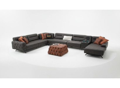 Sofá esquinero en forma de U, sofá tapizado, sofá de tela, conjunto de esquina, sofá, gris, sofá grande.