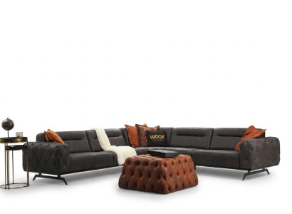 Conjunto de esquina Sofá de tela Sofá de esquina en forma de L Gris Sofá Tela para tapizar Muebles