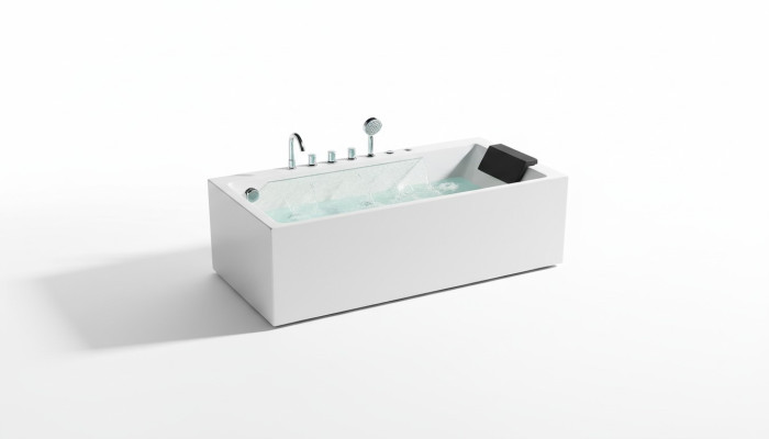 Bañera de hidromasaje Spa con luces LED, chorros de masaje y burbujas.