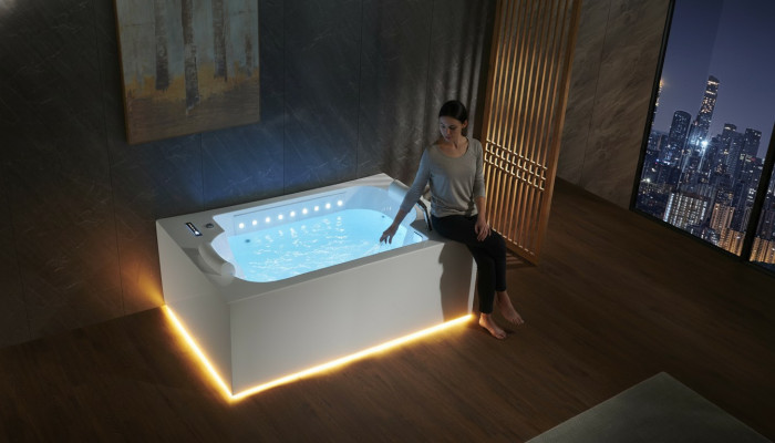 Baño Bañera Bañera de hidromasaje interior Spa Bañera LED 180x120