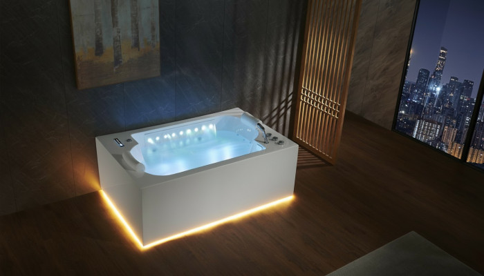 Baño Bañera Bañera de hidromasaje interior Spa Bañera LED 180x120