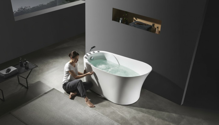 Bañera de hidromasaje ovalada para spa en casa, bañera de hidromasaje interior.