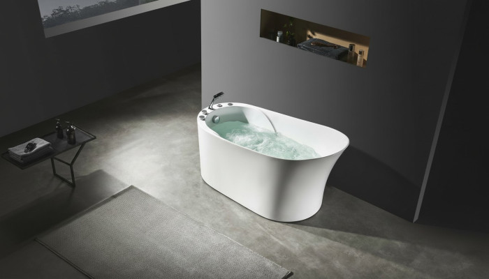 Bañera de hidromasaje ovalada para spa en casa, bañera de hidromasaje interior.