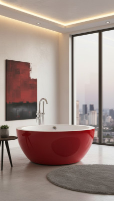 Bañera independiente Bañera independiente redonda Roja Moderna Bad