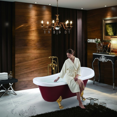 Baño Bañera Bañera independiente Rojo Moderno Cuarto de baño